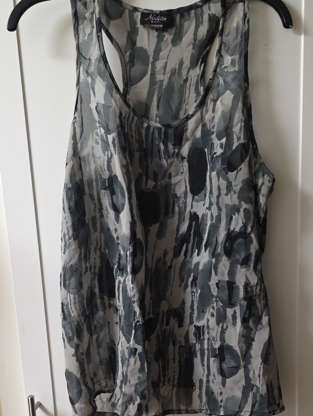 Nolita Women's Gray Sheer Printed Racerback Tank Top Size L
